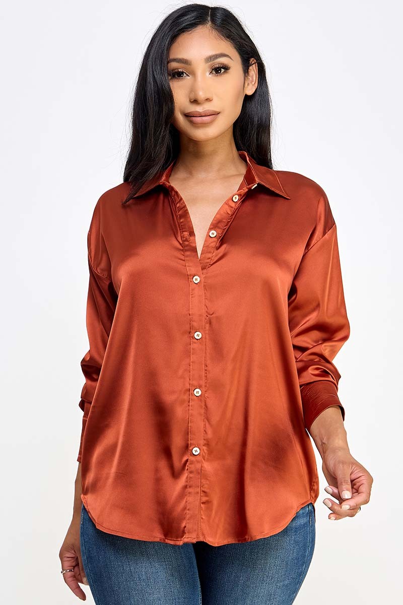 Rust Satin Top