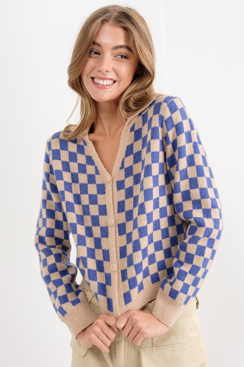 TAN CHECKERED TOP