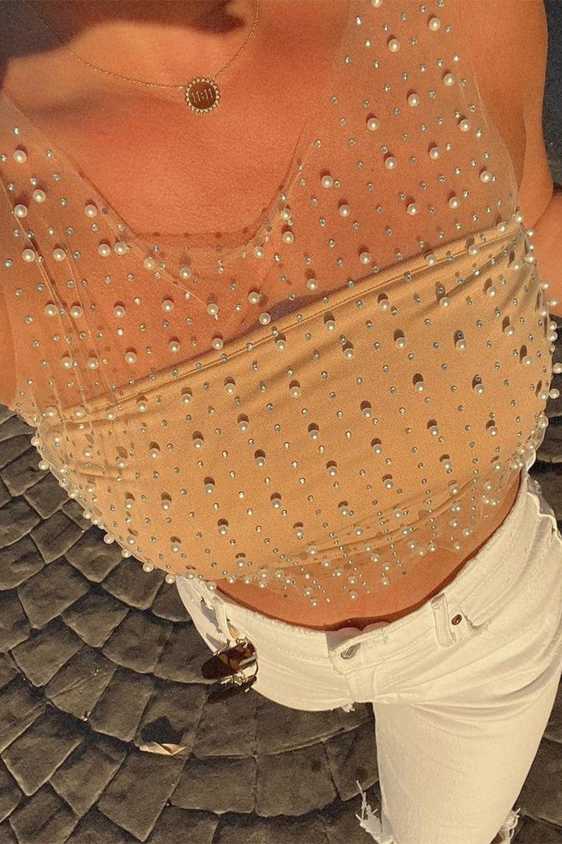 Sheer Beaded Top