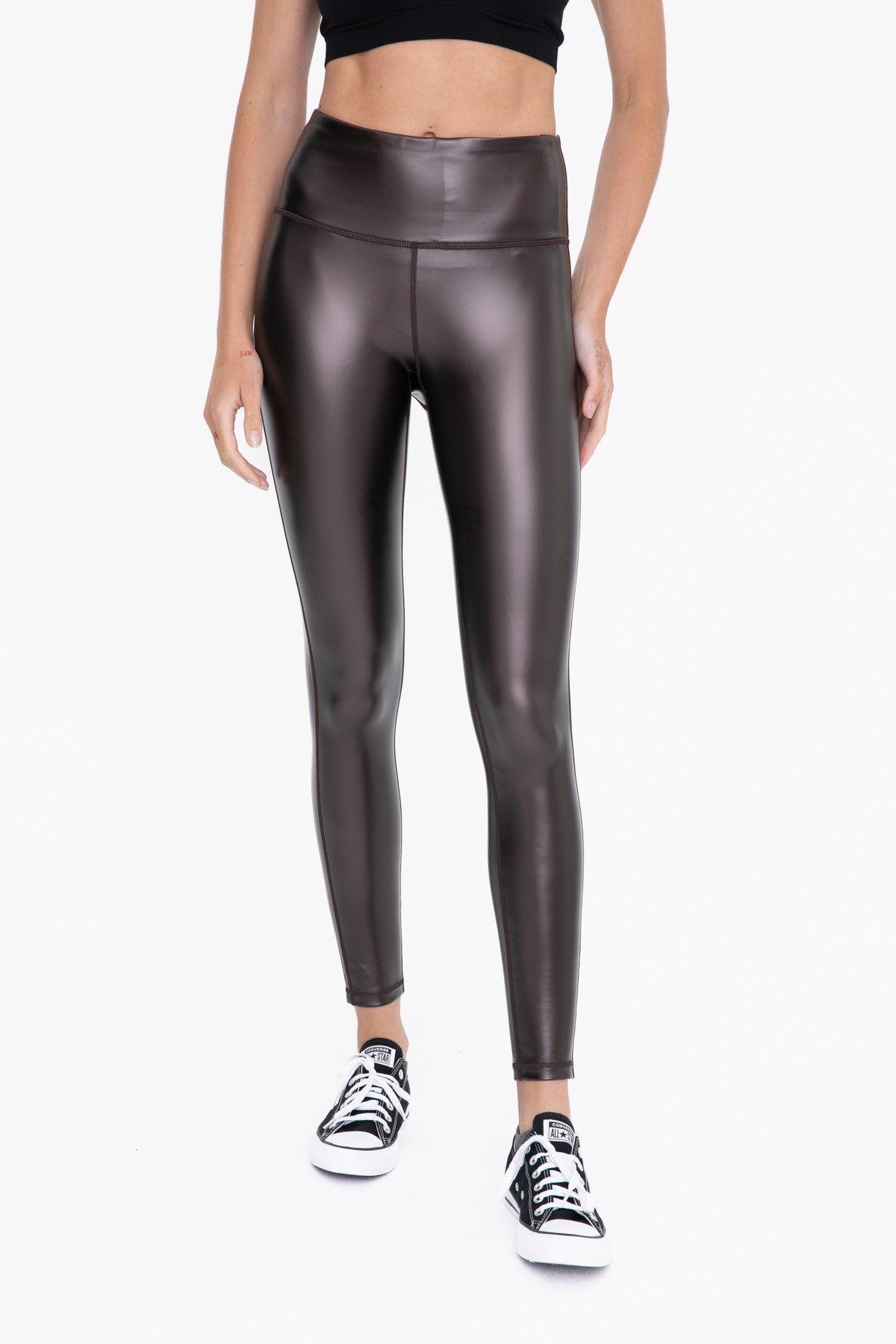 Faux Leather Leggings (Dark Brown)