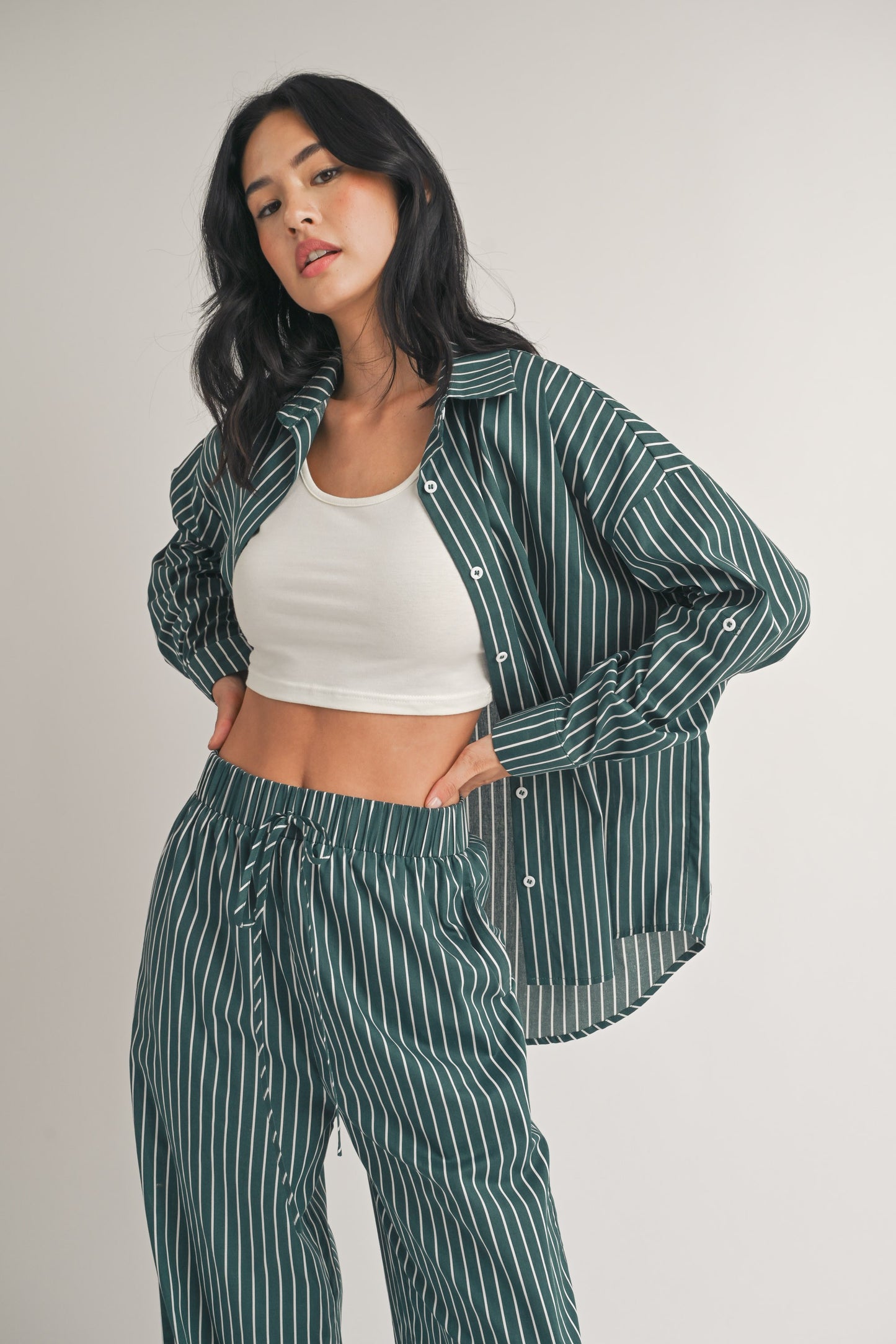 Green Striped Poplin