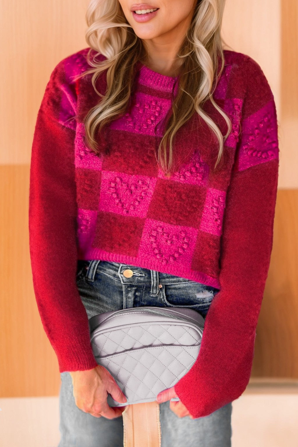 Checkered Heart Sweater