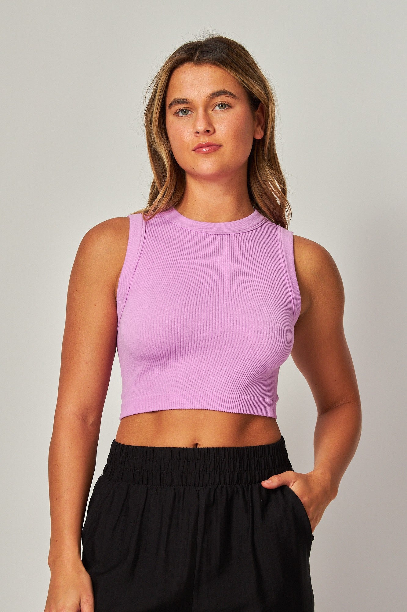 RIBBED FONDANT PINK CROP