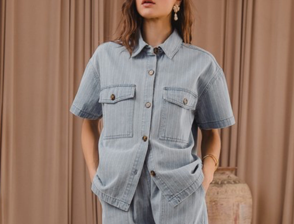 Striped denim top