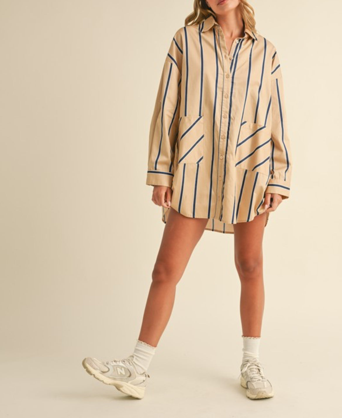 Striped oversized shirt dress