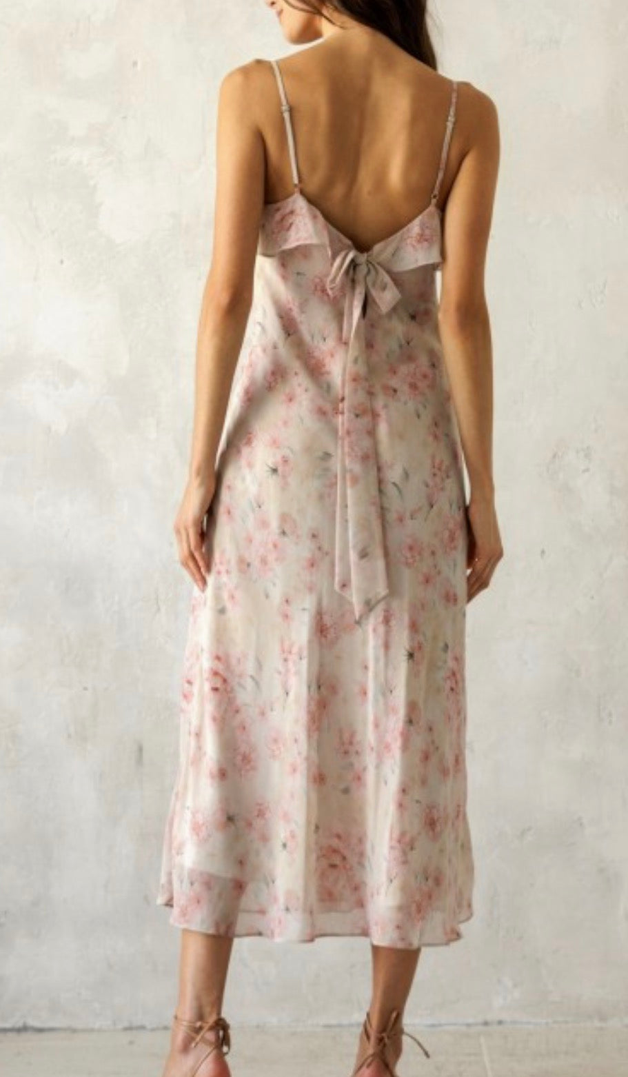 Floral ruffle slip dress