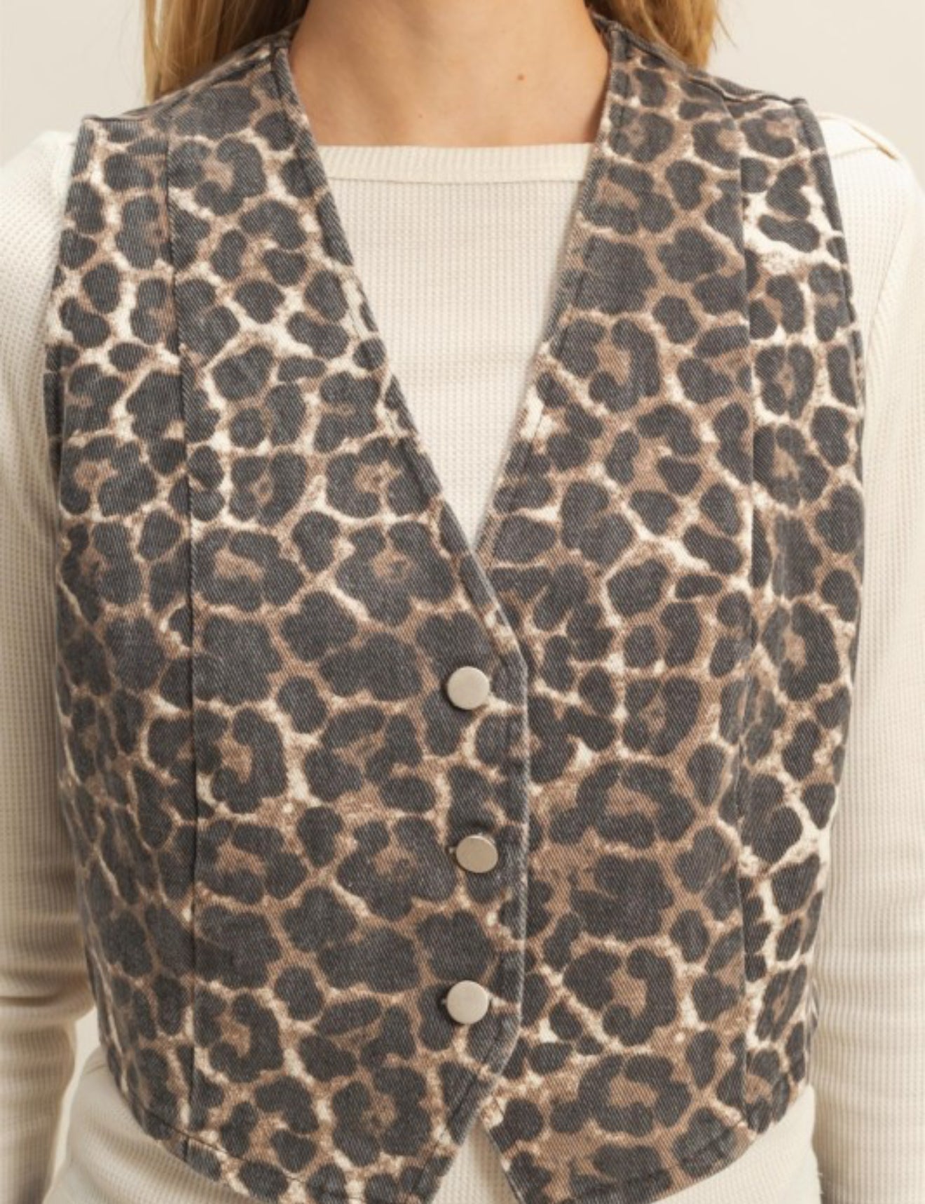 Cream leopard vest