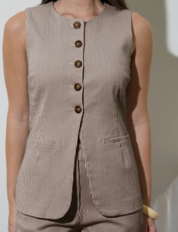 Brown Pinstripe Vest