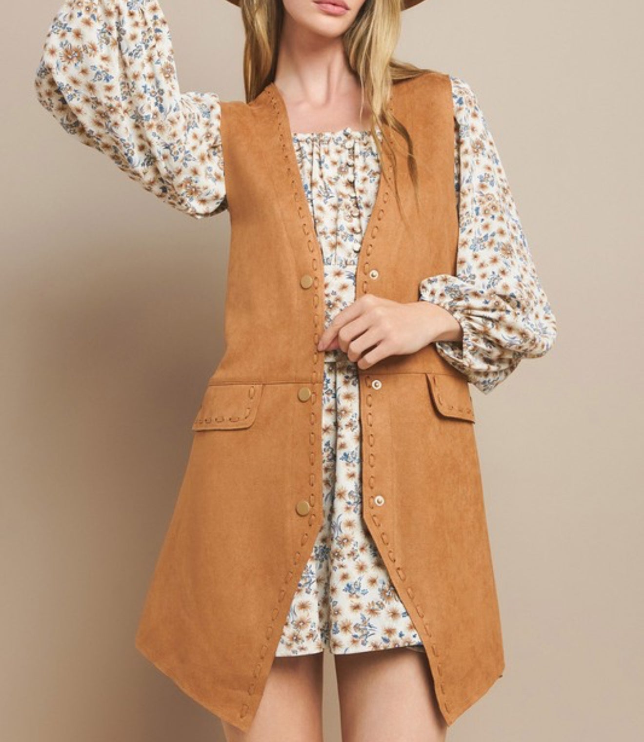 Boho suede vest