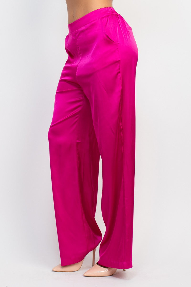 Hot Pink Satin Pants