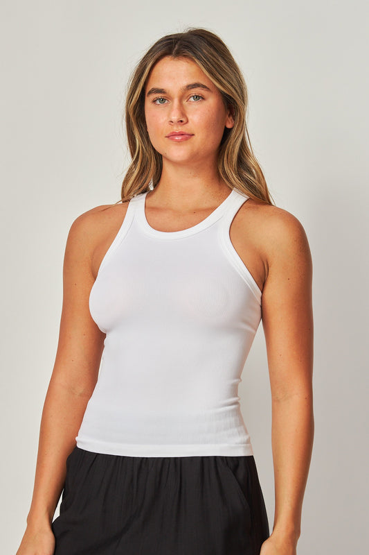 WHITE HIGH NECK TANK