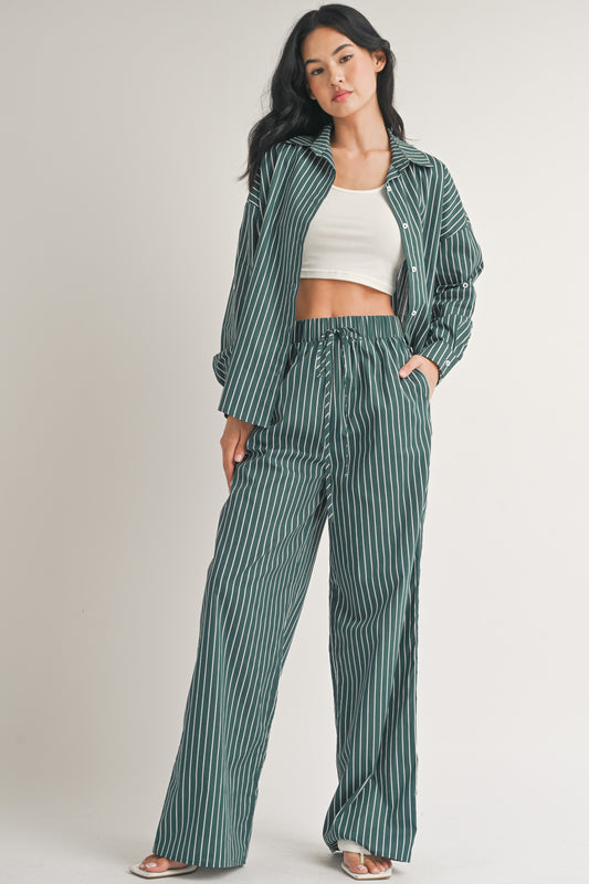 Green Striped Poplin