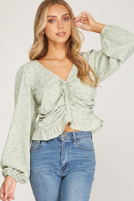 Sage Rutched Top