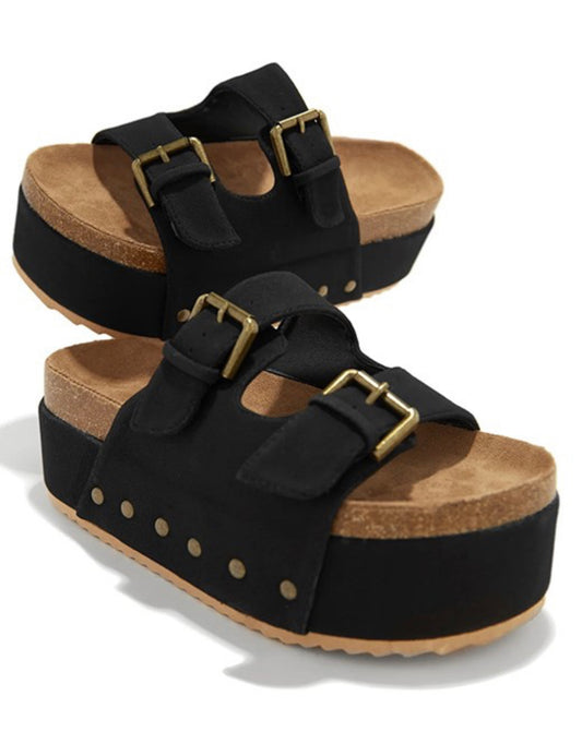 Black platform sandals