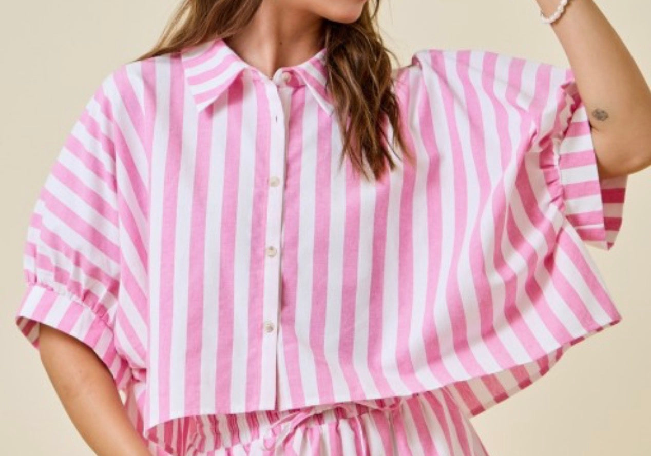 Baby pink striped top