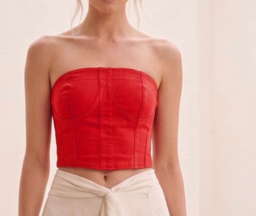 Red Denim Bustier