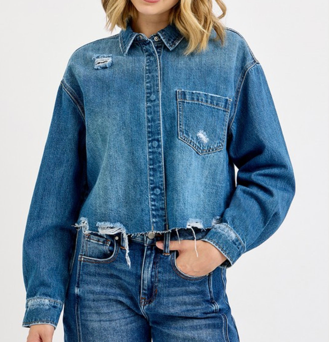 Cropped Denim Shirt