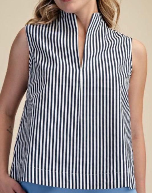 Navy collard Top