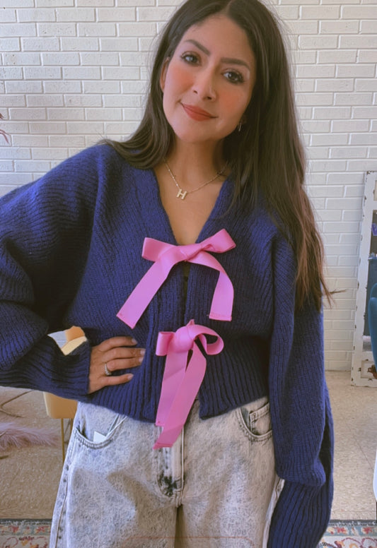 Navy Bow Sweater