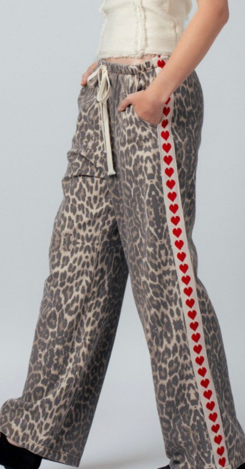 Leopard heart pants