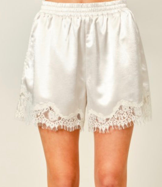 White lace shorts