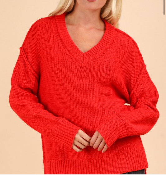 Red chunky sweater