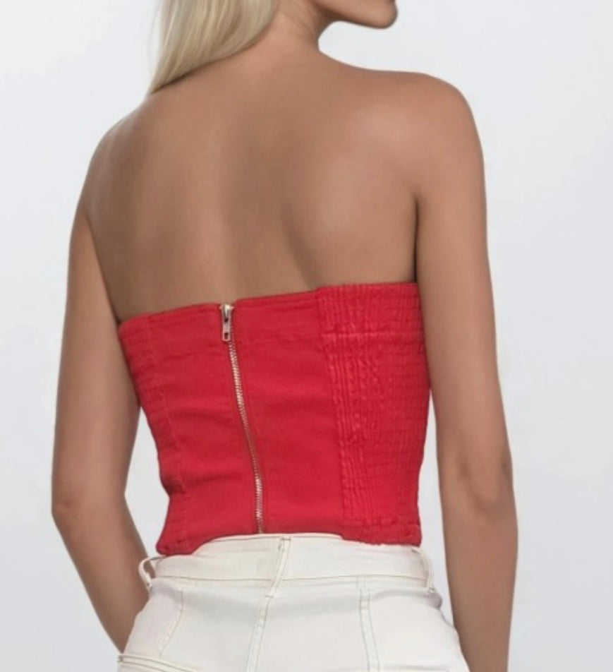 Red Denim Bustier