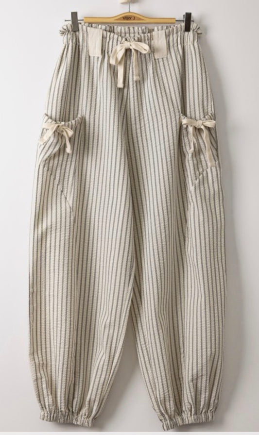 Linen pin striped pants