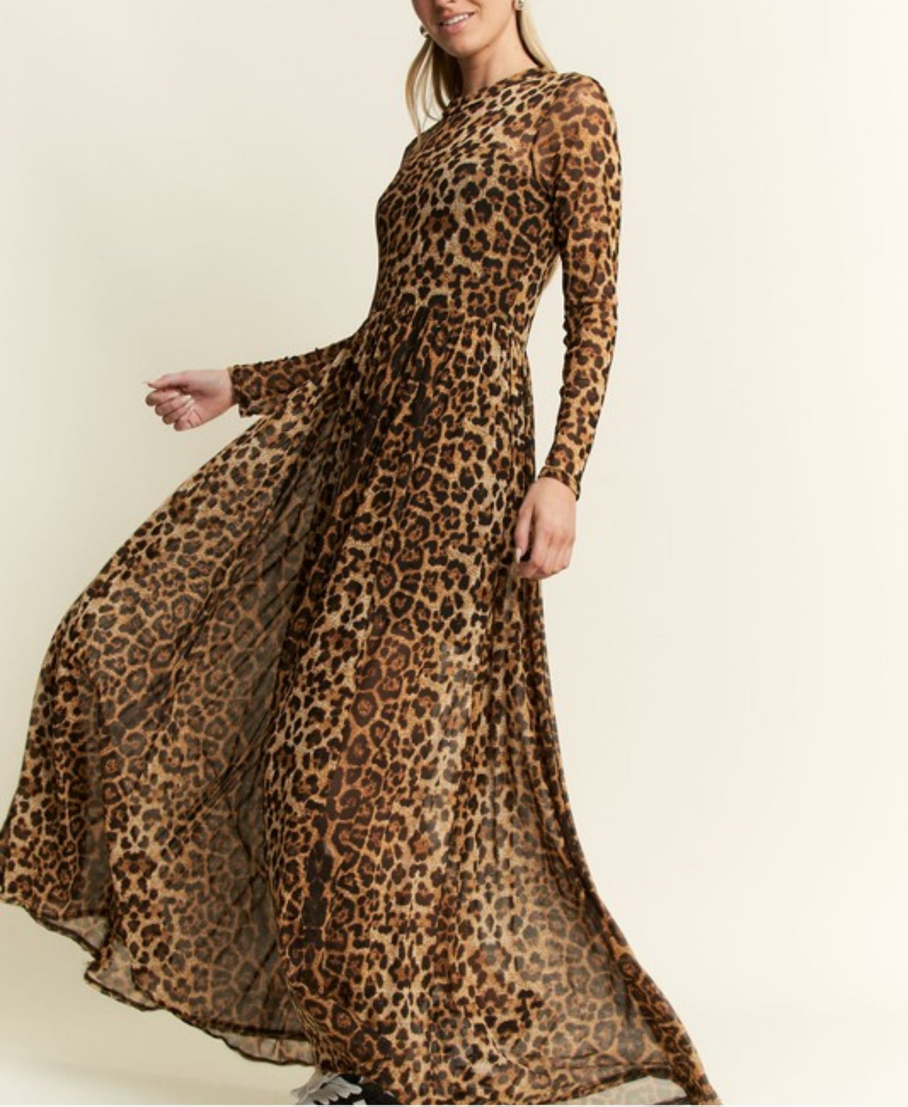 Leopard mesh dress