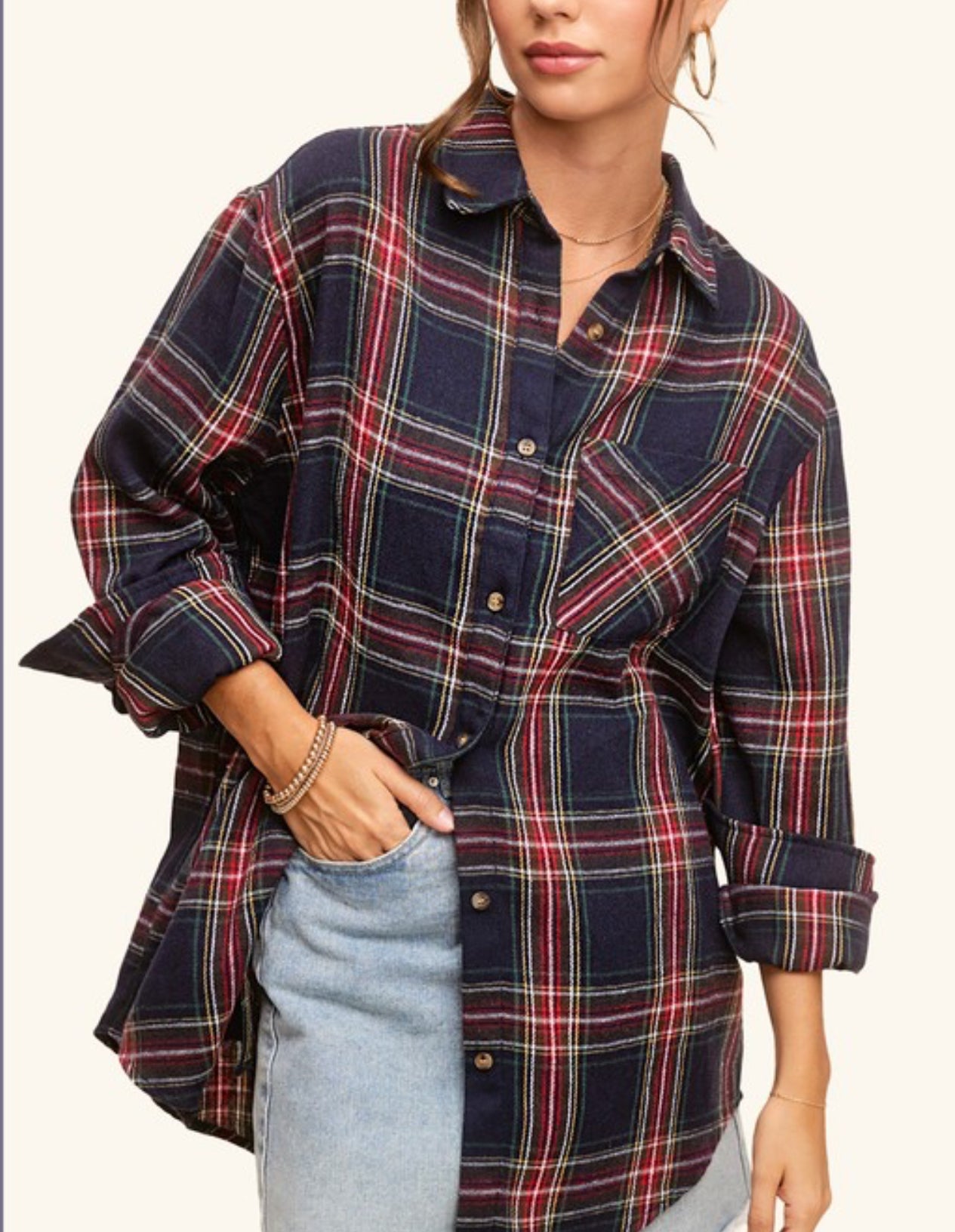 Navy plaid shirt