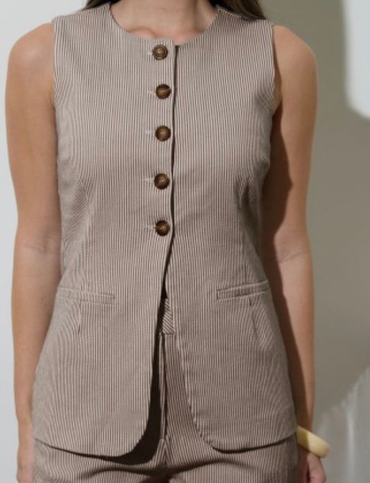Brown Pinstripe Vest