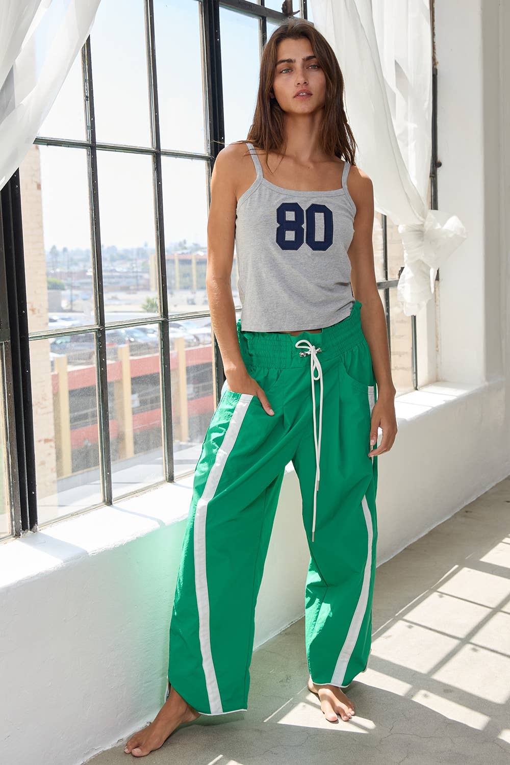 IP5540 Windbreaker Pants With Contrast Stripe: BLUE PURPLE/WHITE / S-M-L (2-2-2)