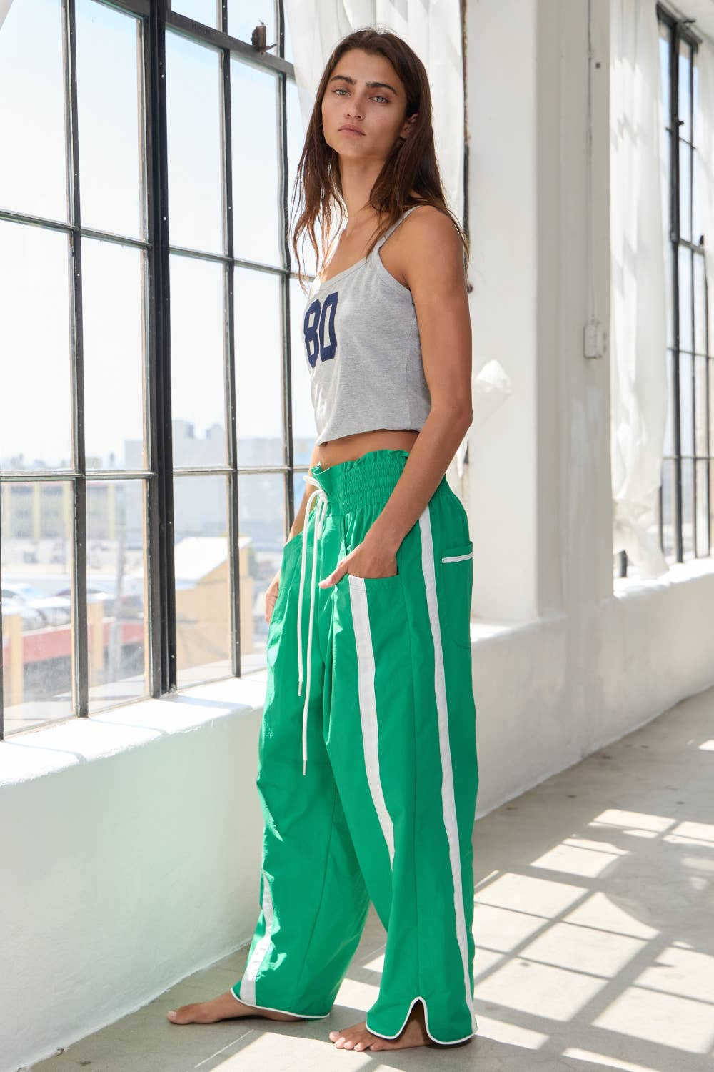 IP5540 Windbreaker Pants With Contrast Stripe: BLUE PURPLE/WHITE / S-M-L (2-2-2)