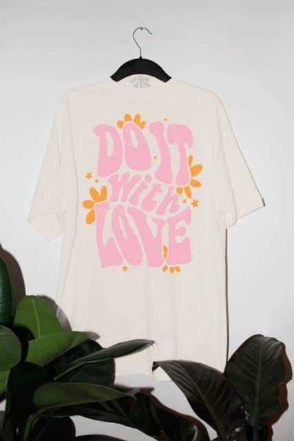 Do It With Love Oversized TShirt | Y2K Graphic Tee: XS/S / Ivory